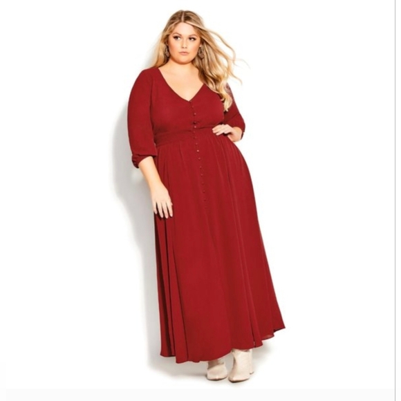 City Chic Dresses & Skirts - City Chic "Desire" Deep Red Maxi Dress